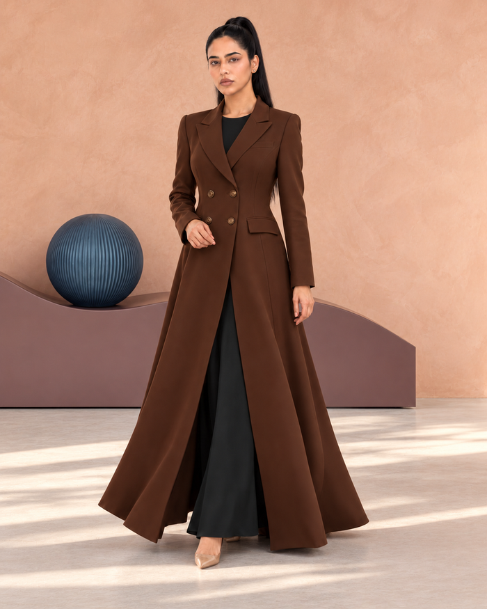 Brown with light blue lining